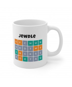 Jewdle Wordle Yiddish Flair Funny Coffee Mug Colourful Tea Cup